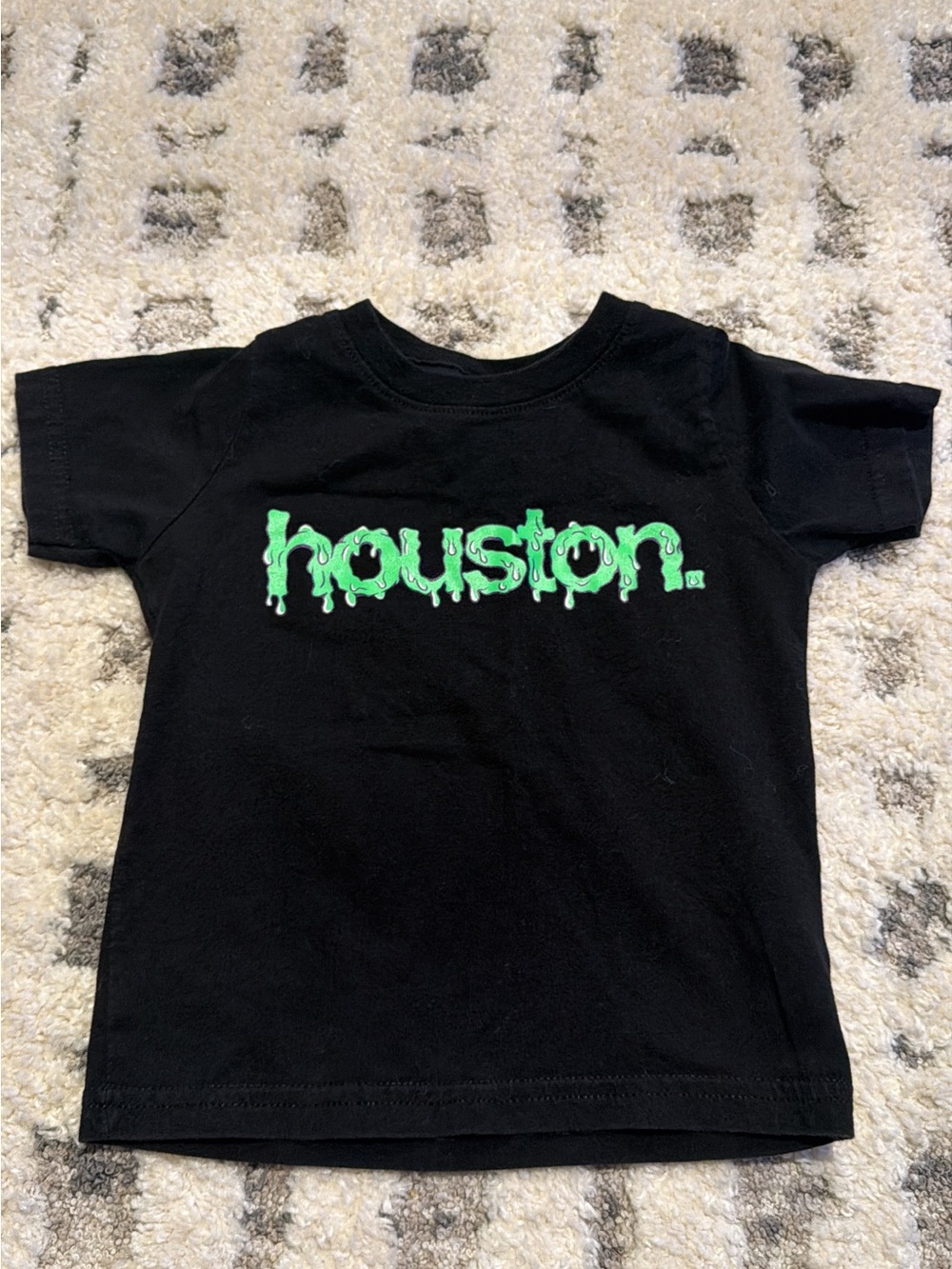 Black Kids Short Sleeve Tee with Neon Green 'houston.' Graphic